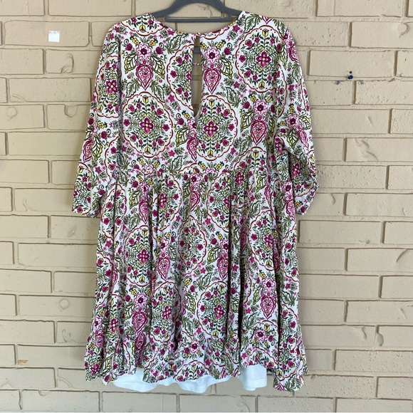 Torrid Ivory Floral Print Challis Ruffled 3/4 Sleeve Skater Dress Size 3 Boho - Picture 11 of 13